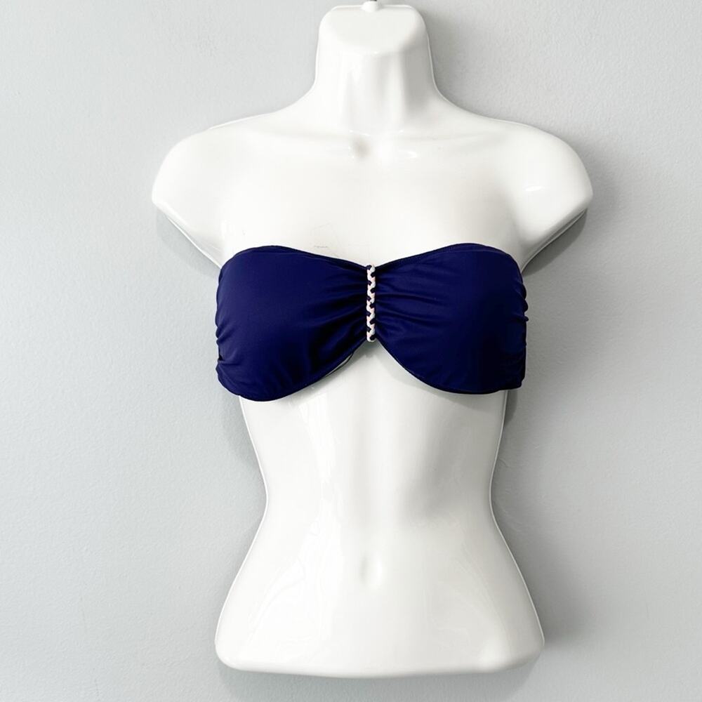 Victoria’s Secret blue bandeau swim top rope tie back detail size medium Y2k